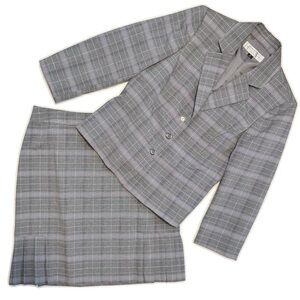 Tahari ASL Skirt Suit 6P Gray Glen Plaid 6 Petite